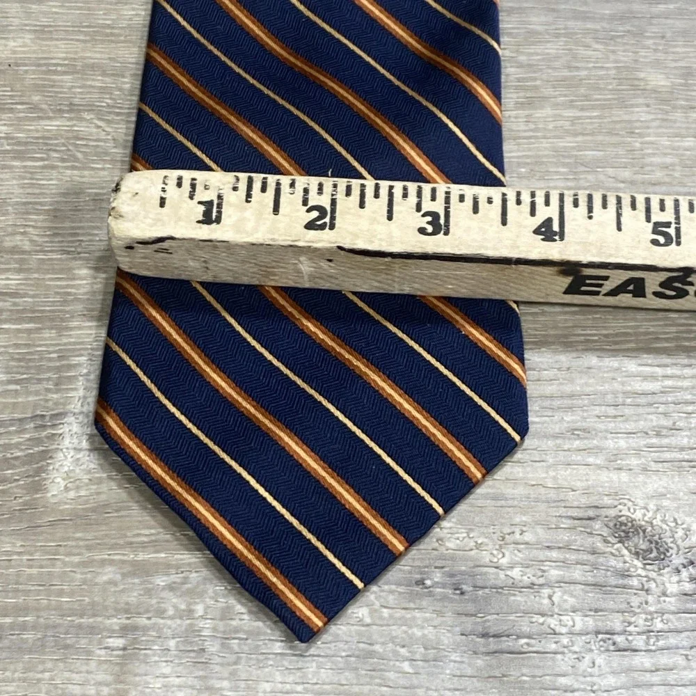 Brooks Brothers Tie Mens One Size Blue Navy Orange Striped Woven Classic Necktie